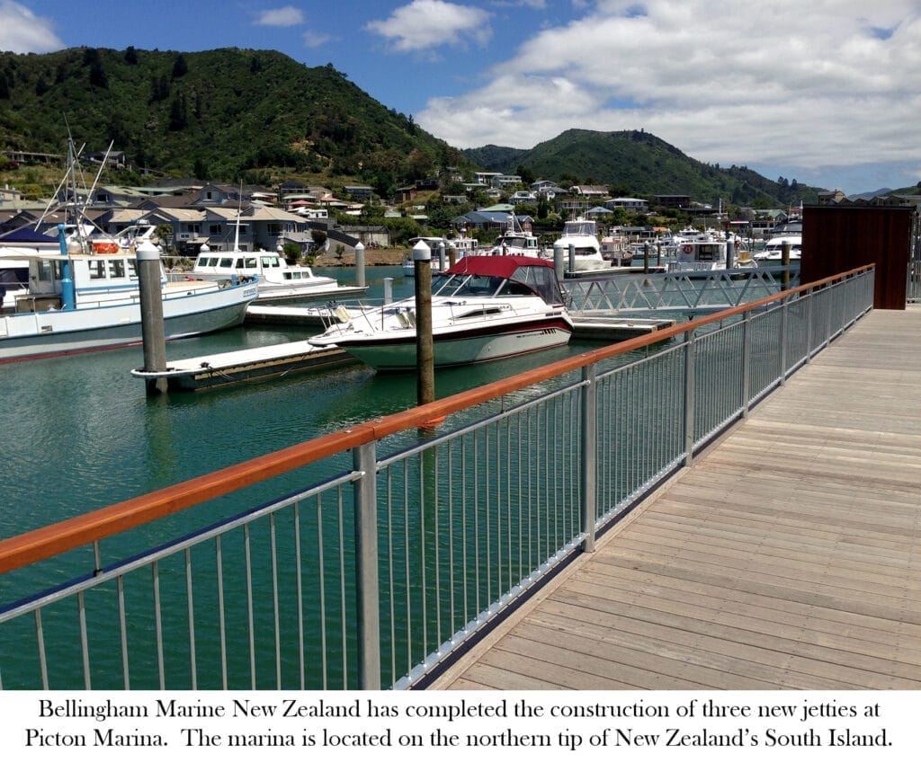 The new dock system at Picton Marina features Bellingham's concrete pontoons