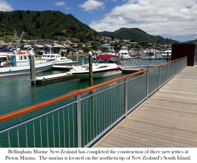 Bellingham's concrete pontoons at Picton Marina, showcasing the new dock system as part of Picton Marina berth upgrades.
