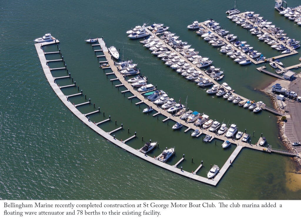 float wave attenuator at St George Motor Boat Club