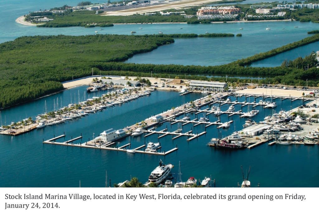 Aerial view of Stock Island Marina's concrete docks