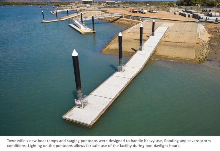 boat park North Queensland - New boat ramps and concrete pontoons at a boat park in North Queensland, designed to ease conges
