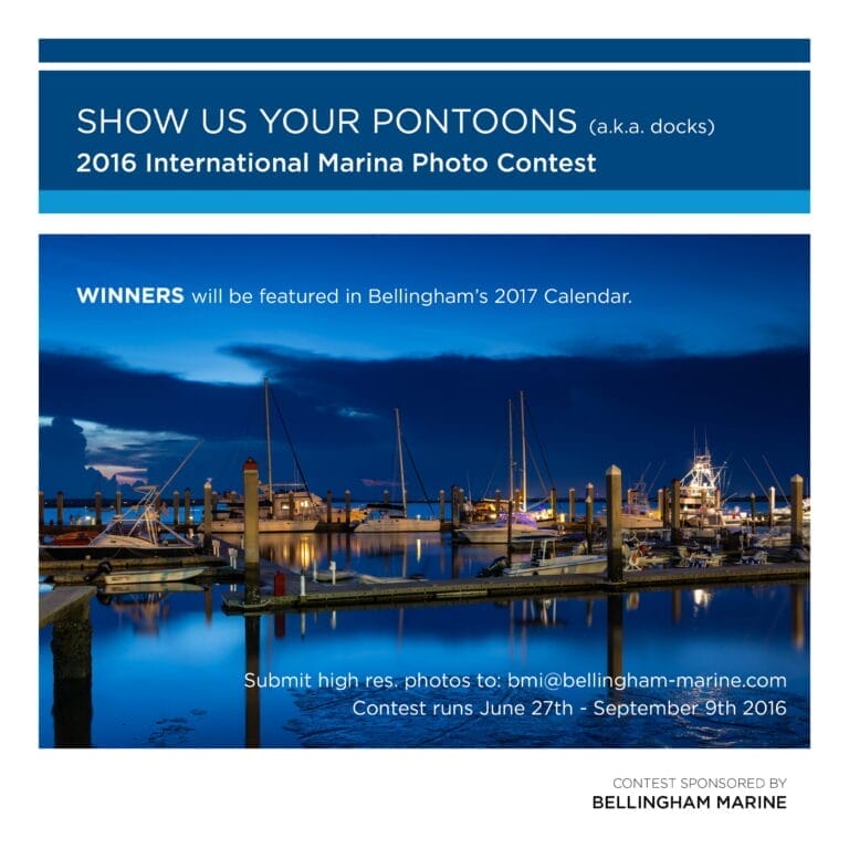 A serene marina scene with boats docked under a clear sky, part of the international marina photo contest.