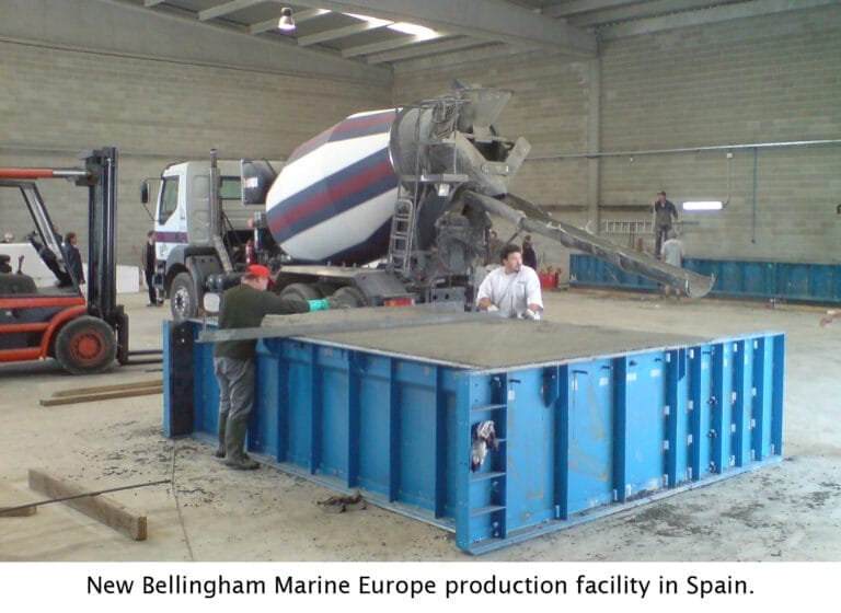 Bellingham Marine Europe production facility with industrial equipment and large open space, located in Barcelona.