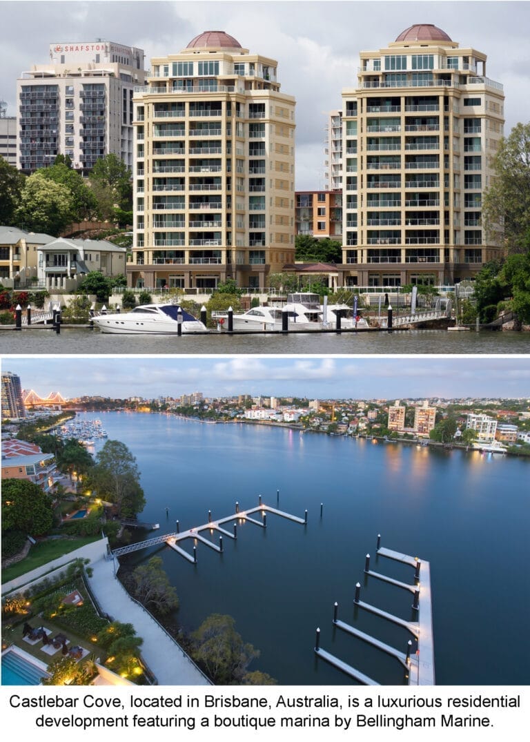 Luxury yachts docked at boutique marinas Brisbane along the river, showcasing modern facilities and scenic waterfront views.