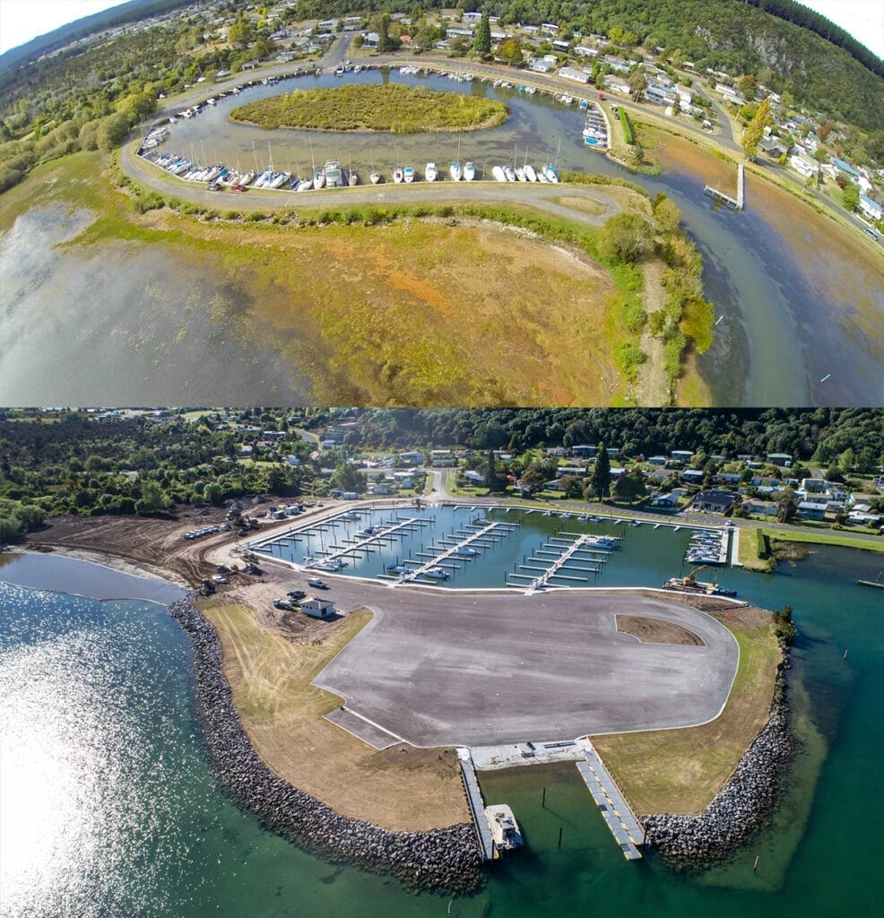 Motuoapa Marina renovation - Renovated Motuoapa Marina with new FRP docks, showcasing modern design and improved facilities a