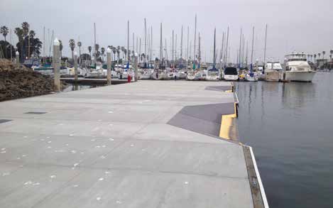 The Channel Islands Community Association launch dock shows notches cut into the platform.