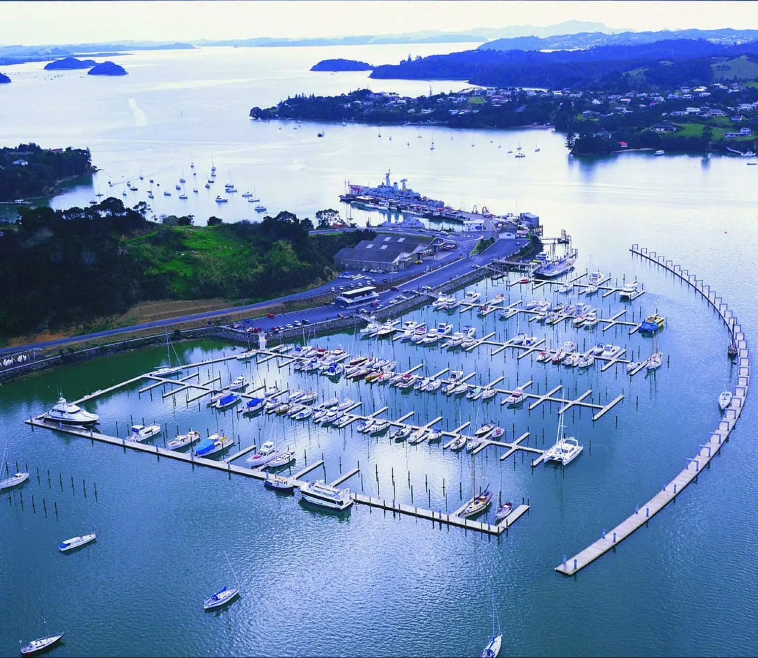 Curved attenuator at Opua Marina, New Zealand